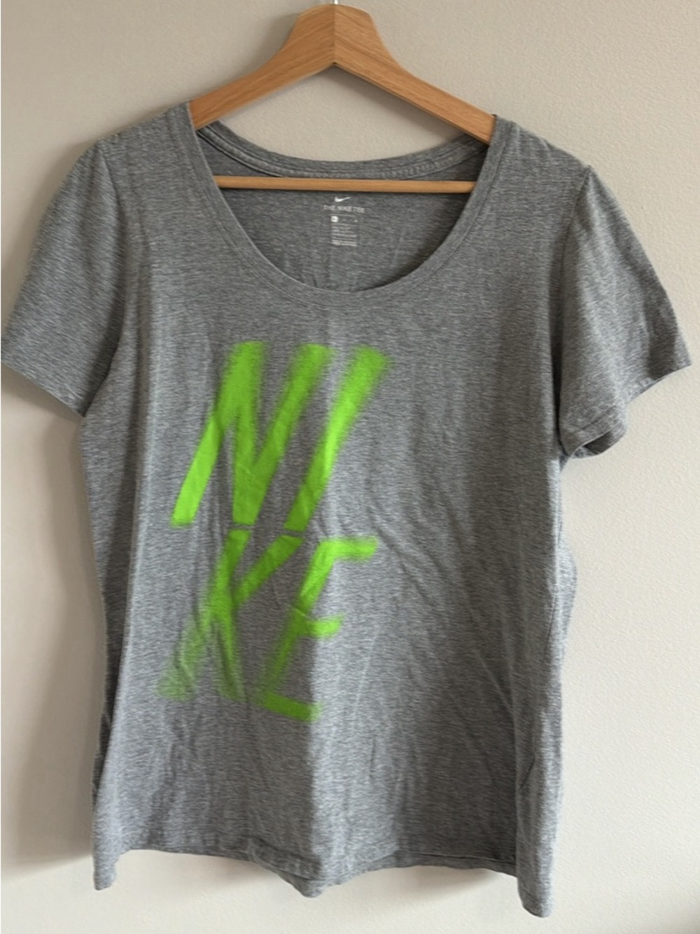 Nike Women’s Gray Tee with Neon Green Graphic
